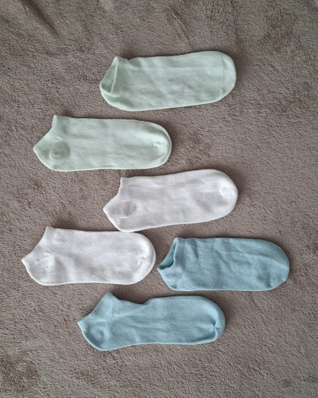 Süße Pastell-Sneakersocken – Tragedauer nach Wunsch (Minzgrün, Weiß, Hellblau)