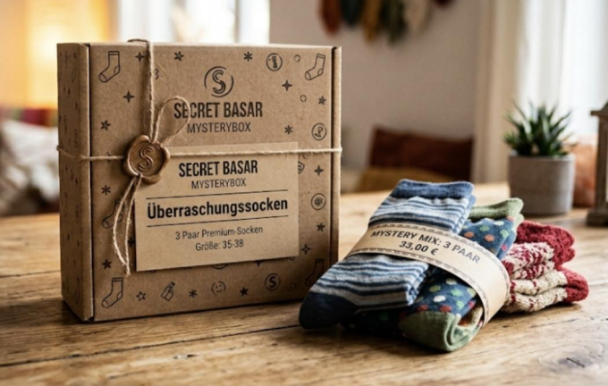 Mysteriöse Socken-Box – 3 Paar Überraschungs-Socken!