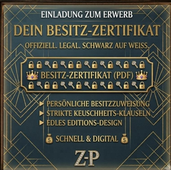 Offizielles Besitz- &amp; Keuschheits-Zertifikat - Geld-Tribut / „Tribut-Erlaubnis"