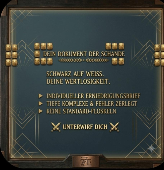 ERNIEDRIGUNGSBRIEFE PERSONALISIERT