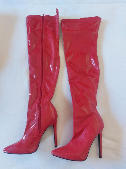 Rote Lack Overknees