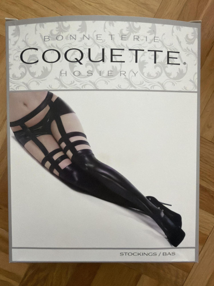 Wetlook Strümpfe mit Strapshalter - Schwarz Artikelnummer: D1731