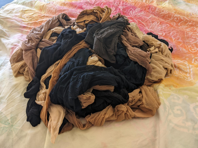 Getragene Nylons und Strumpfhosen